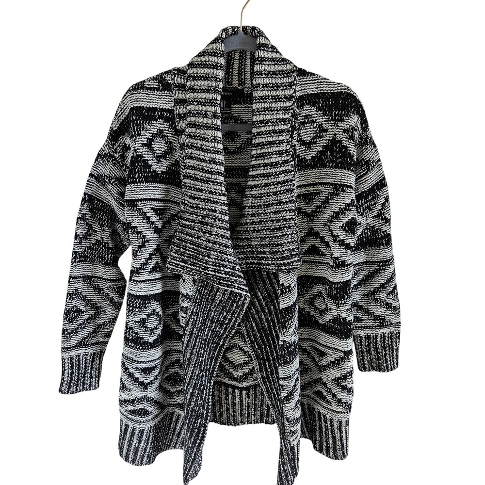 Forever 21 NWT Woman Size L Cotton Blend Chunky Cardigan Collared Oversized Open